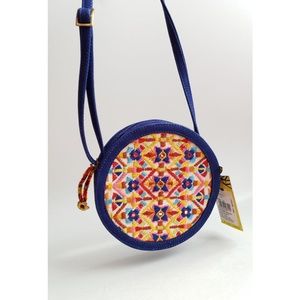 GLOBAL DESI Round Blue Boho Indian Purse